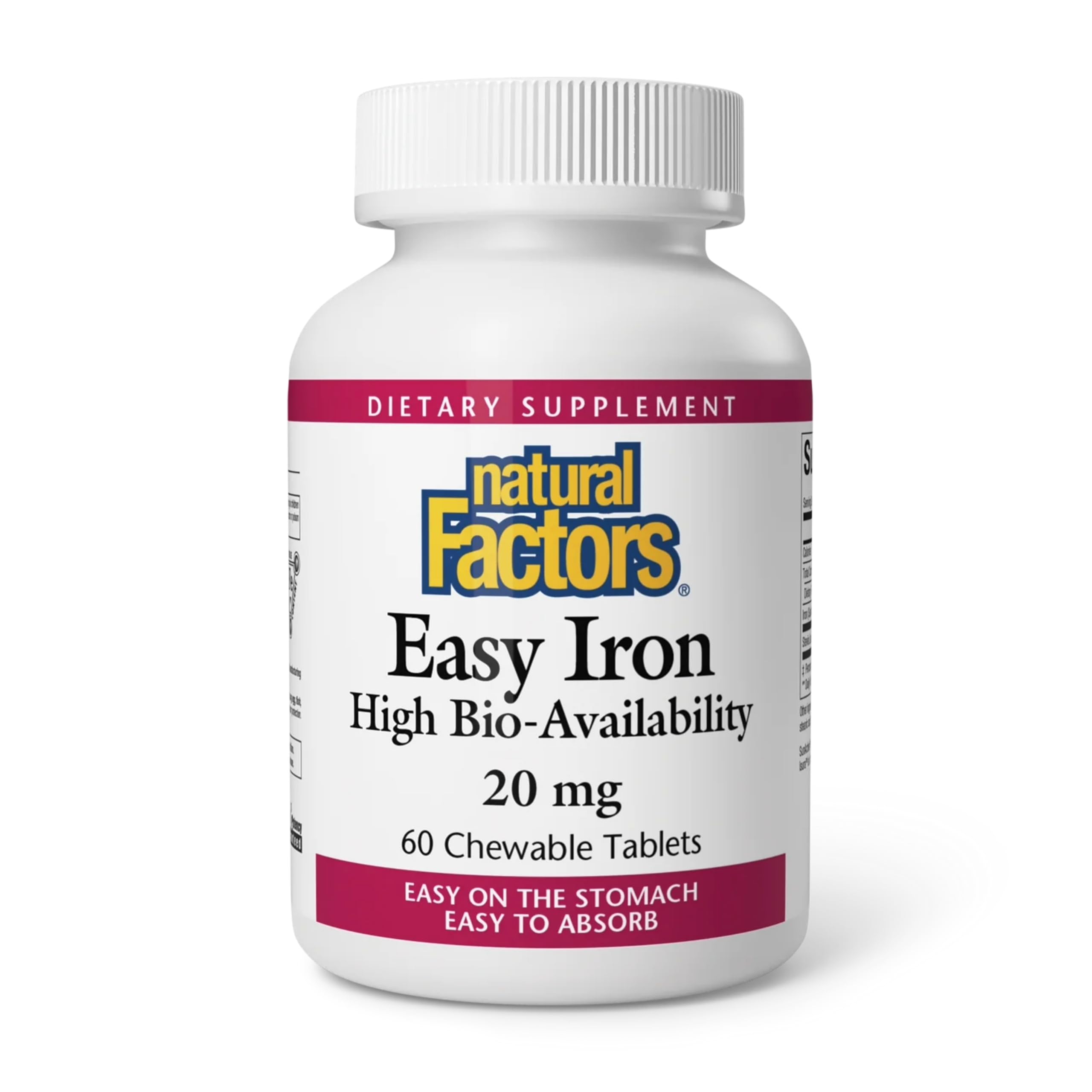 Natural Factors Easy Iron chewable tropical tablet for daily energy support.