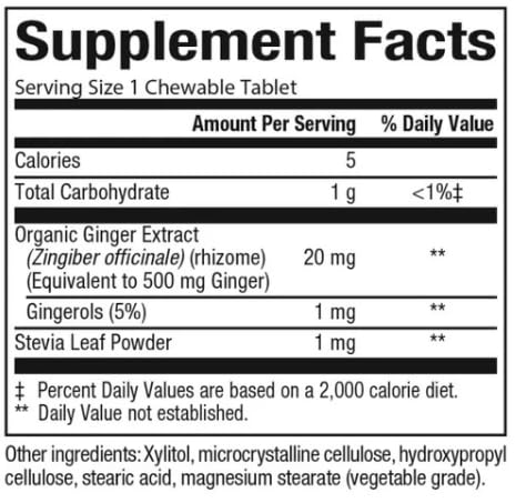 Natural Factors ginger chewables close-up highlighting crumbly texture for easy dosing.