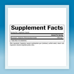 Natural Factors Micronized L-Glutamine capsules close-up highlighting convenient daily dosing