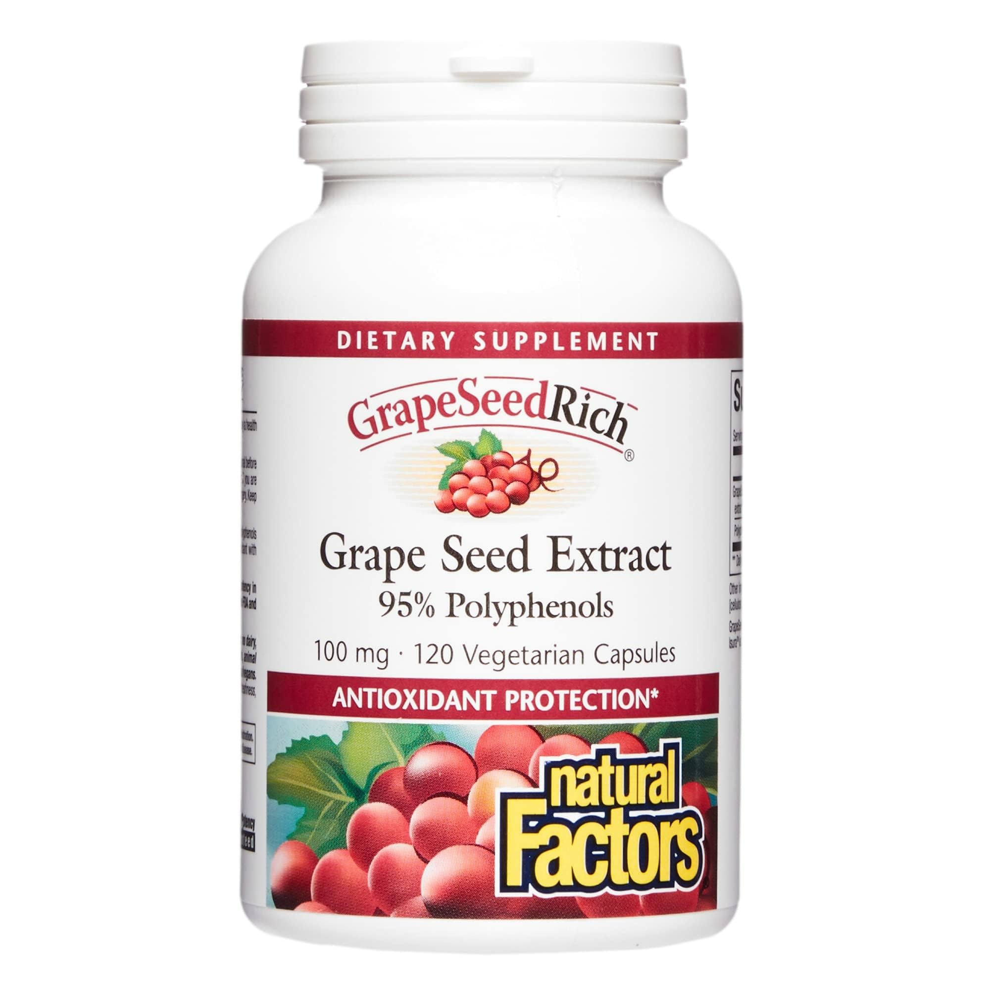 Natural Factors GrapeSeedRich bottle front view highlighting antioxidant support