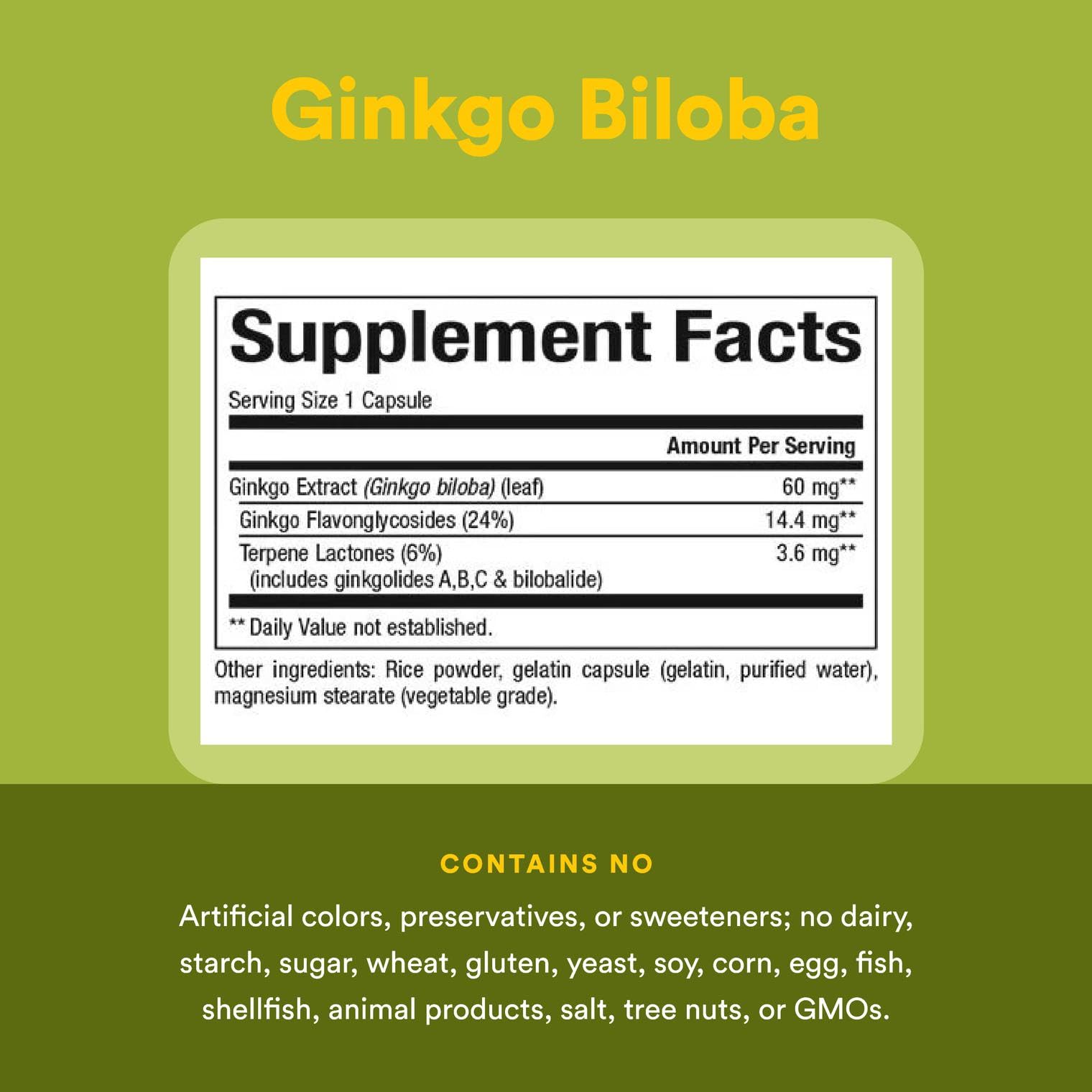 Natural Factors HerbalFactors Ginkgo Biloba ingredients image showing botanical components
