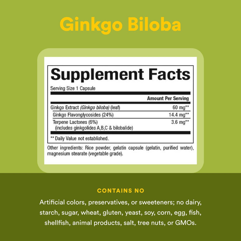 Natural Factors HerbalFactors Ginkgo Biloba ingredients image showing botanical components