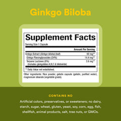 Natural Factors HerbalFactors Ginkgo Biloba ingredients image showing botanical components