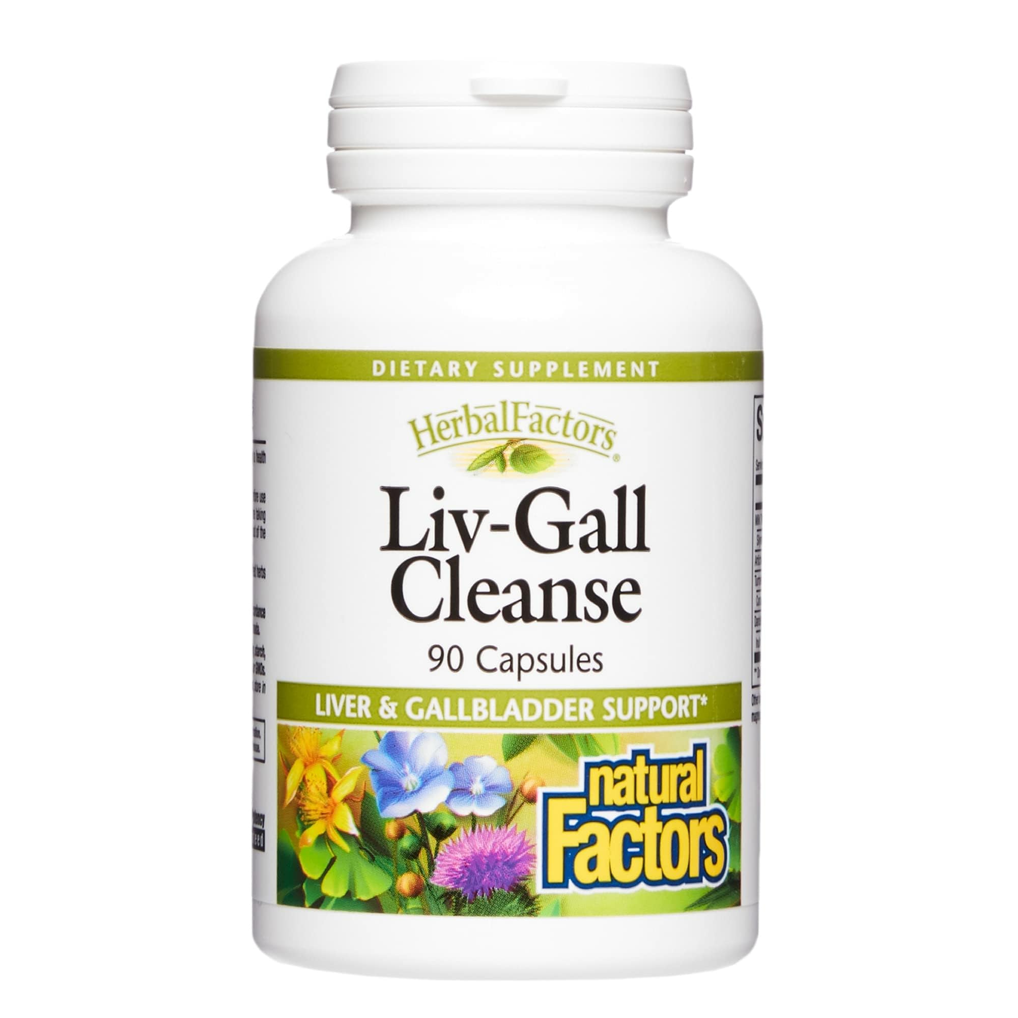 Natural Factors HerbalFactors Liv-Gall Cleanse bottle front for daily liver and gallbladder support