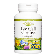 Natural Factors HerbalFactors Liv-Gall Cleanse bottle front for daily liver and gallbladder support