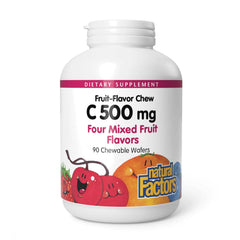 Natural Factors Kids Chewable Vitamin C 500 mg bottle promotes immune support.