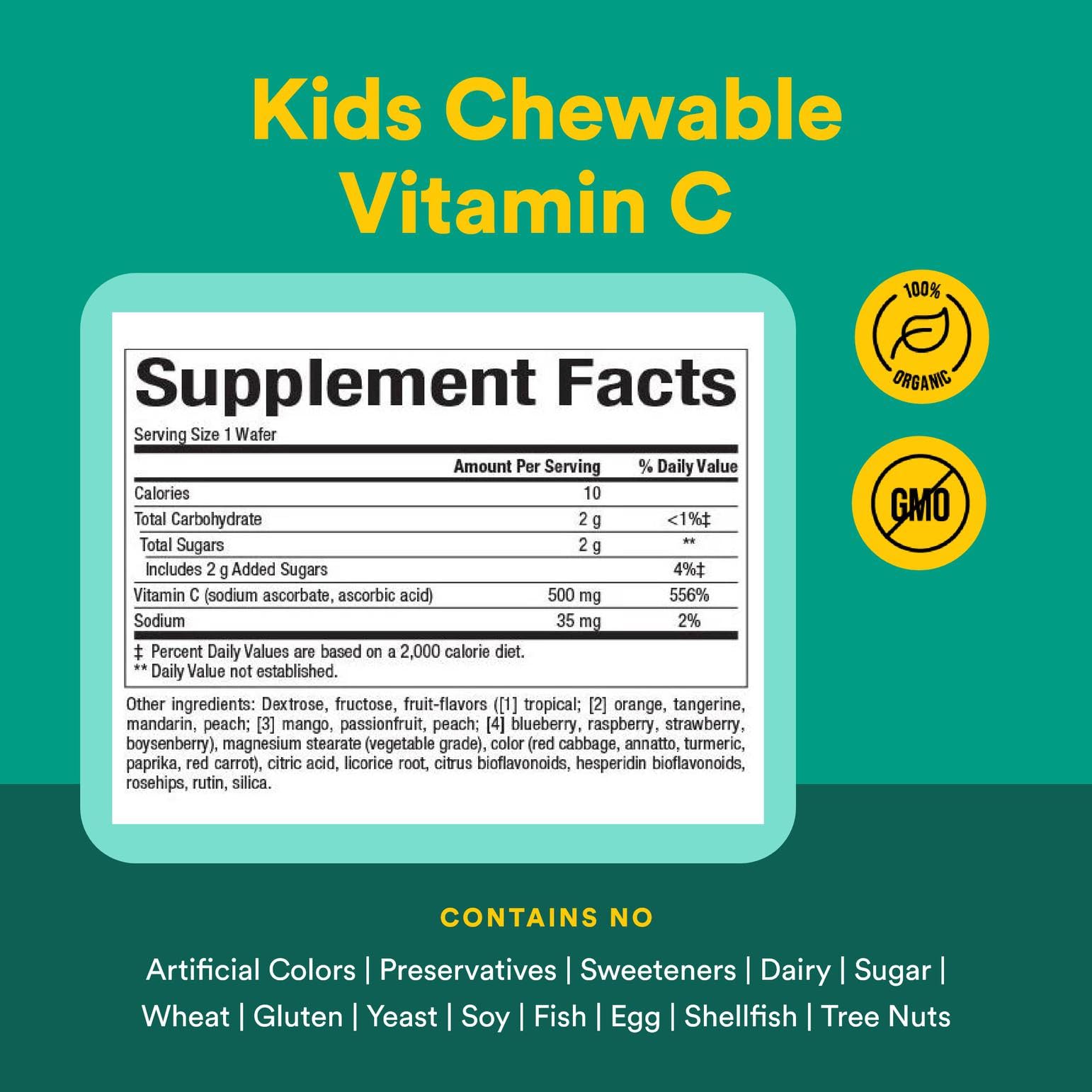 Natural Factors vitamin C ingredients highlight citrus bioflavonoids and rosehips for antioxidants.