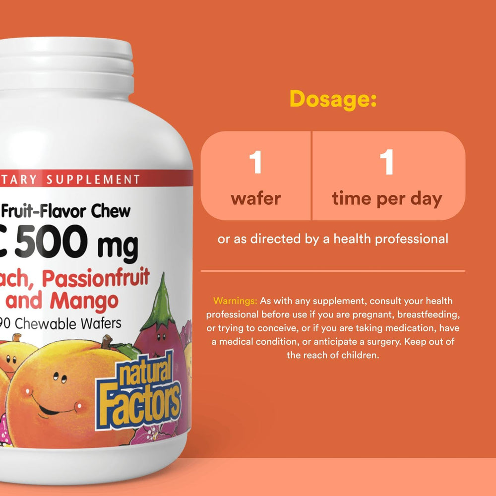 Natural Factors Vitamin C wafers textured chew captured for tasty daytime snack