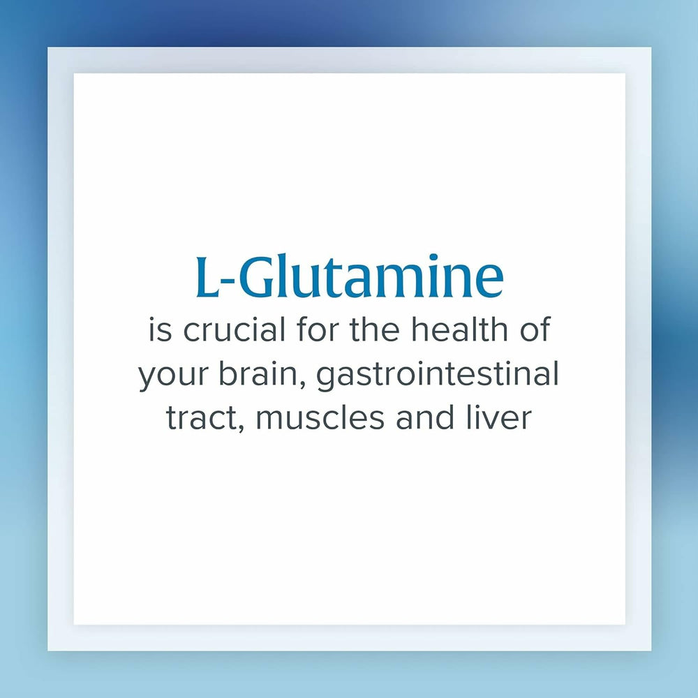 Natural Factors L-Glutamine brand label close-up with ingredients emphasis.