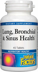 Natural Factors Lung, Bronchial & Sinus Health bottle shown for easy breathing support