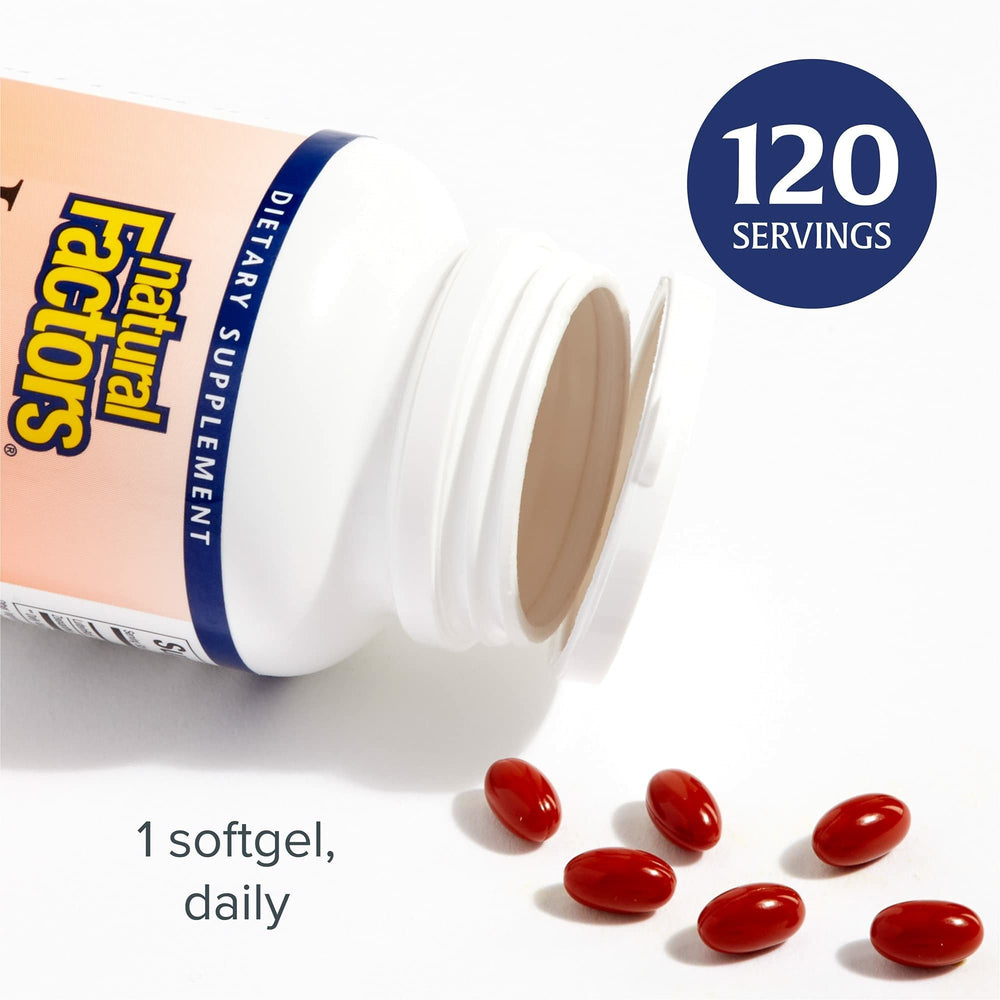 Natural Factors Lutein 20mg softgels packaging closeup showing dosage and size.