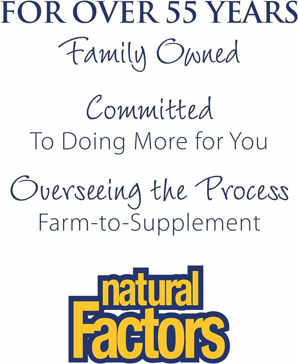 Natural Factors Lutein 40 mg third-party testing badge boosts trust.