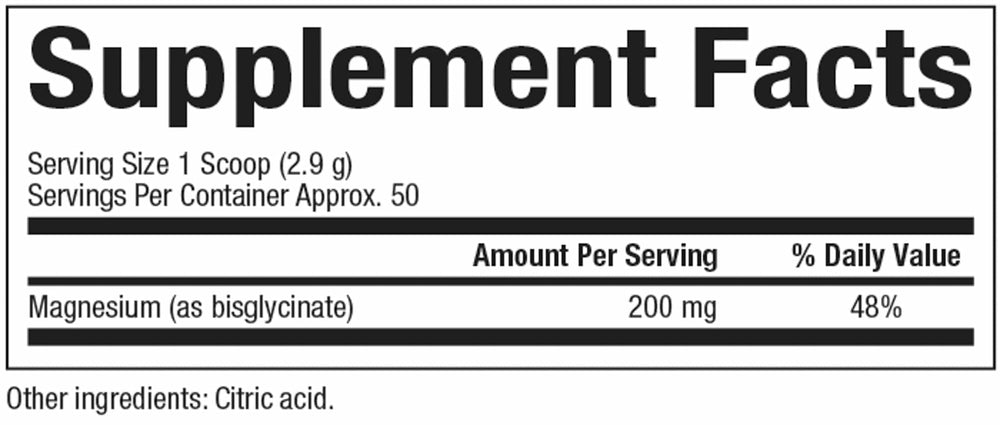 Natural Factors Magnesium Bisglycinate Powder scoop beside jar for easy daily use.