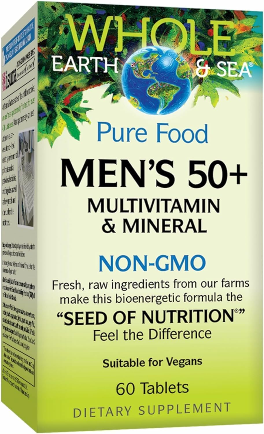 Natural Factors Men's 50+ multivitamin bottle on a kitchen counter supporting daily nutrition.