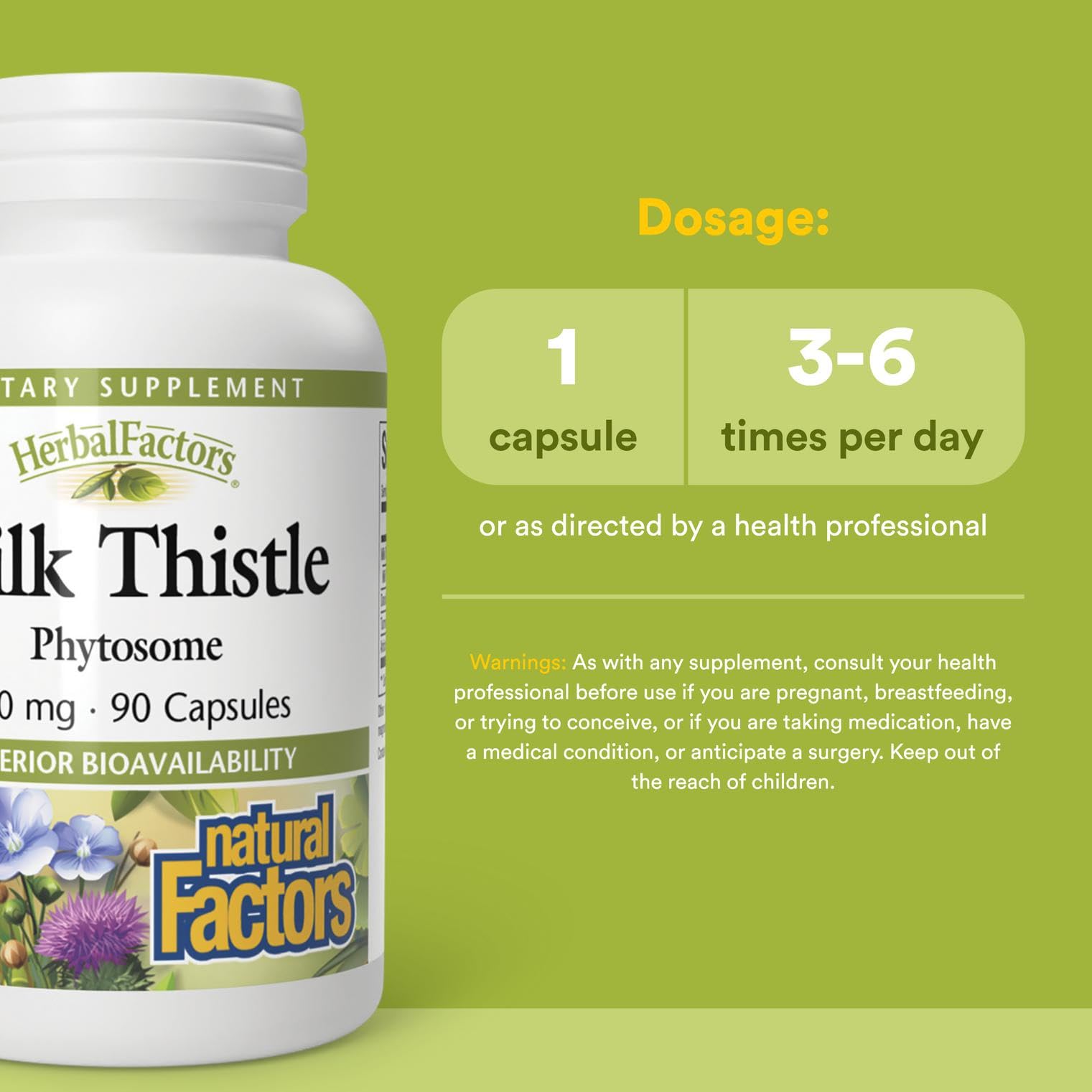 Label of Natural Factors Milk Thistle Phytosome highlighting organic, non-GMO quality.