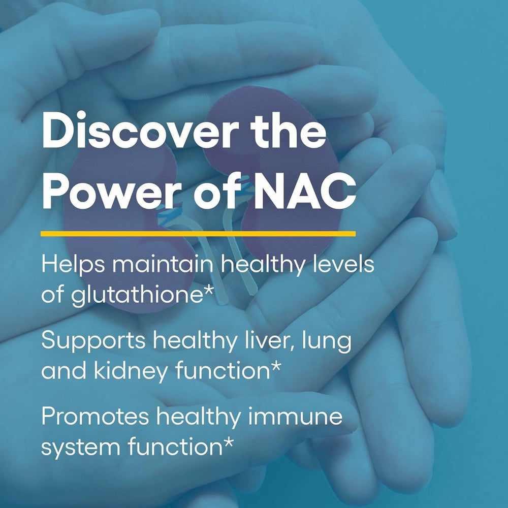Natural Factors NAC ingredients panel – allergen-free, clean supplement profile.