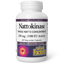 Natural Factors nattokinase 100mg bottle for reliable daily circulatory support.