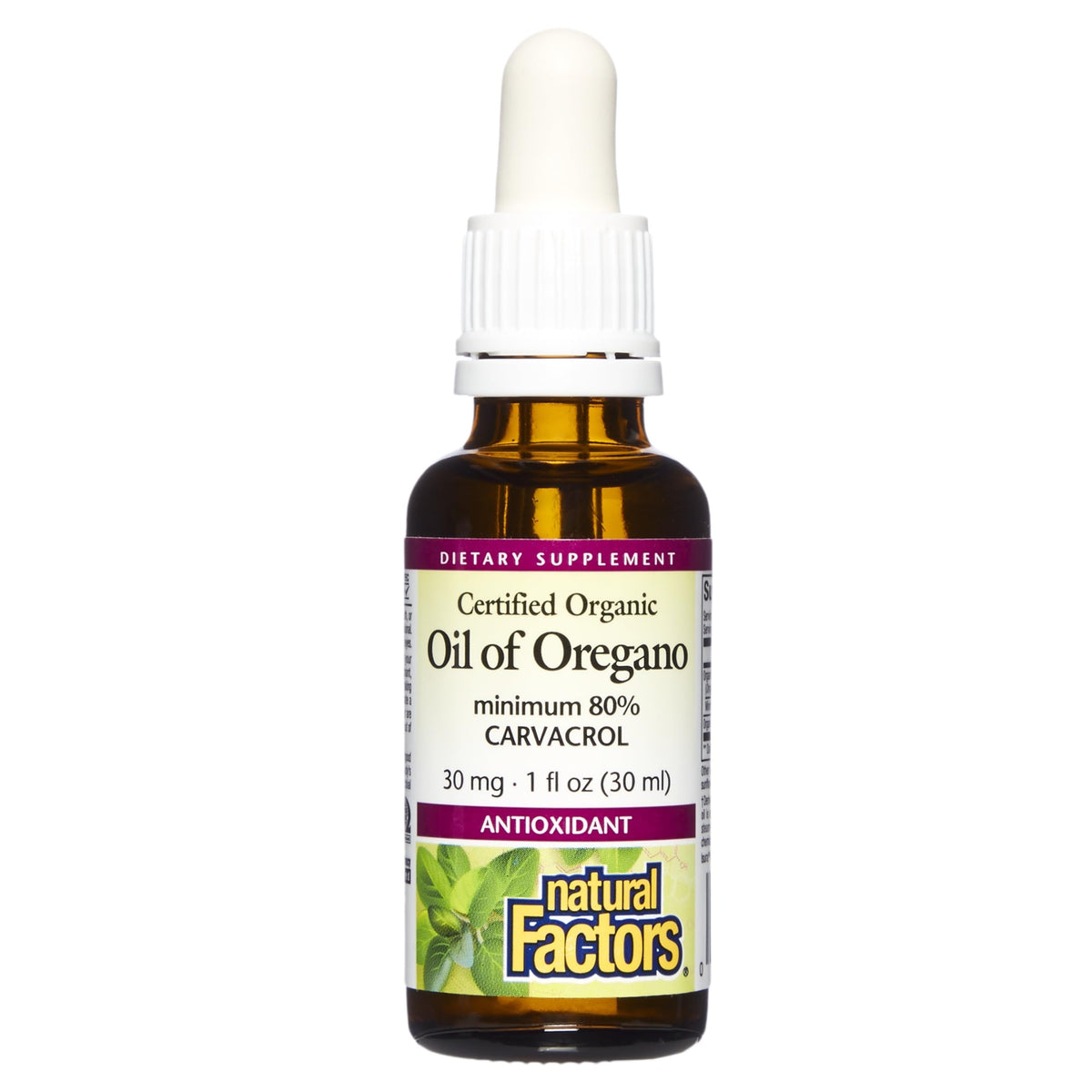Natural Factors Oil of Oregano bottle with dropper for daily immune support