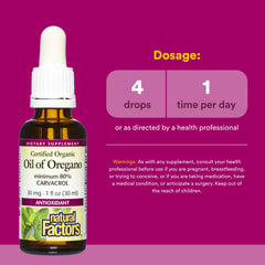 Natural Factors Oil of Oregano drops for under-tongue use and potential immune support