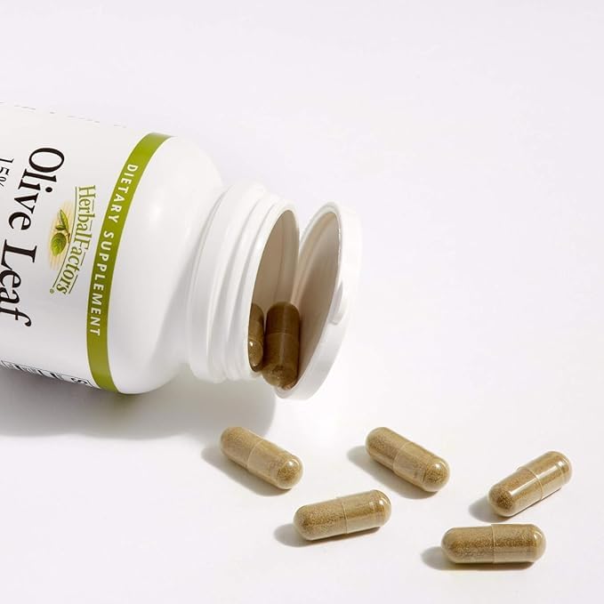 Natural Factors Olive Leaf bottle emphasizing standardized 500 mg extract