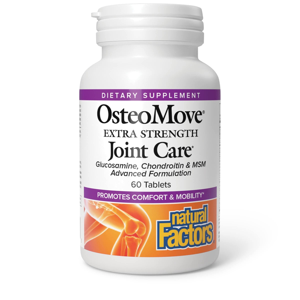 Natural Factors OsteoMove bottle displayed for daily joint support.