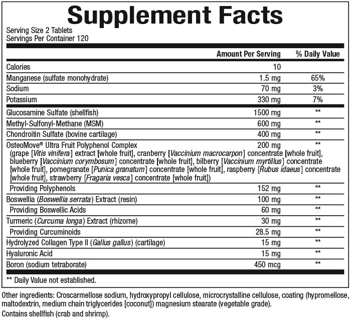 Natural Factors OsteoMove tablet closeup highlights compact, non-GMO tablets for daily use