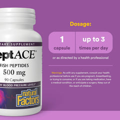 Natural Factors PEPTACE Fish Peptides bottle on shelf suggests trusted supplement