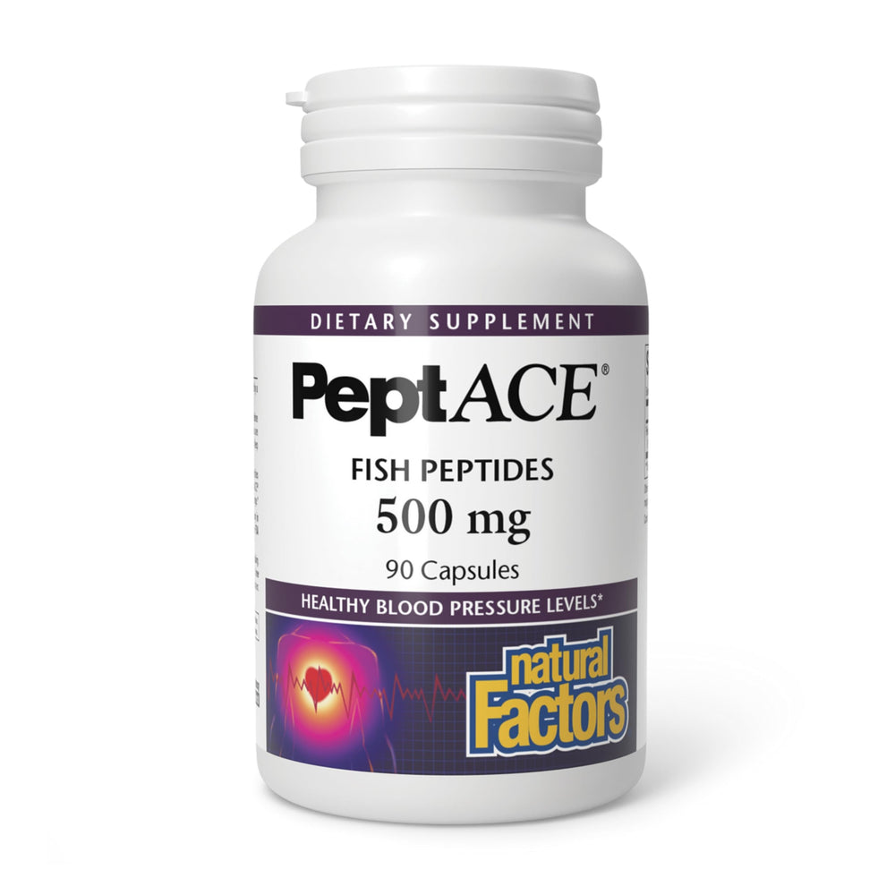Natural Factors PEPTACE Fish Peptides 500 mg bottle for daily wellness support