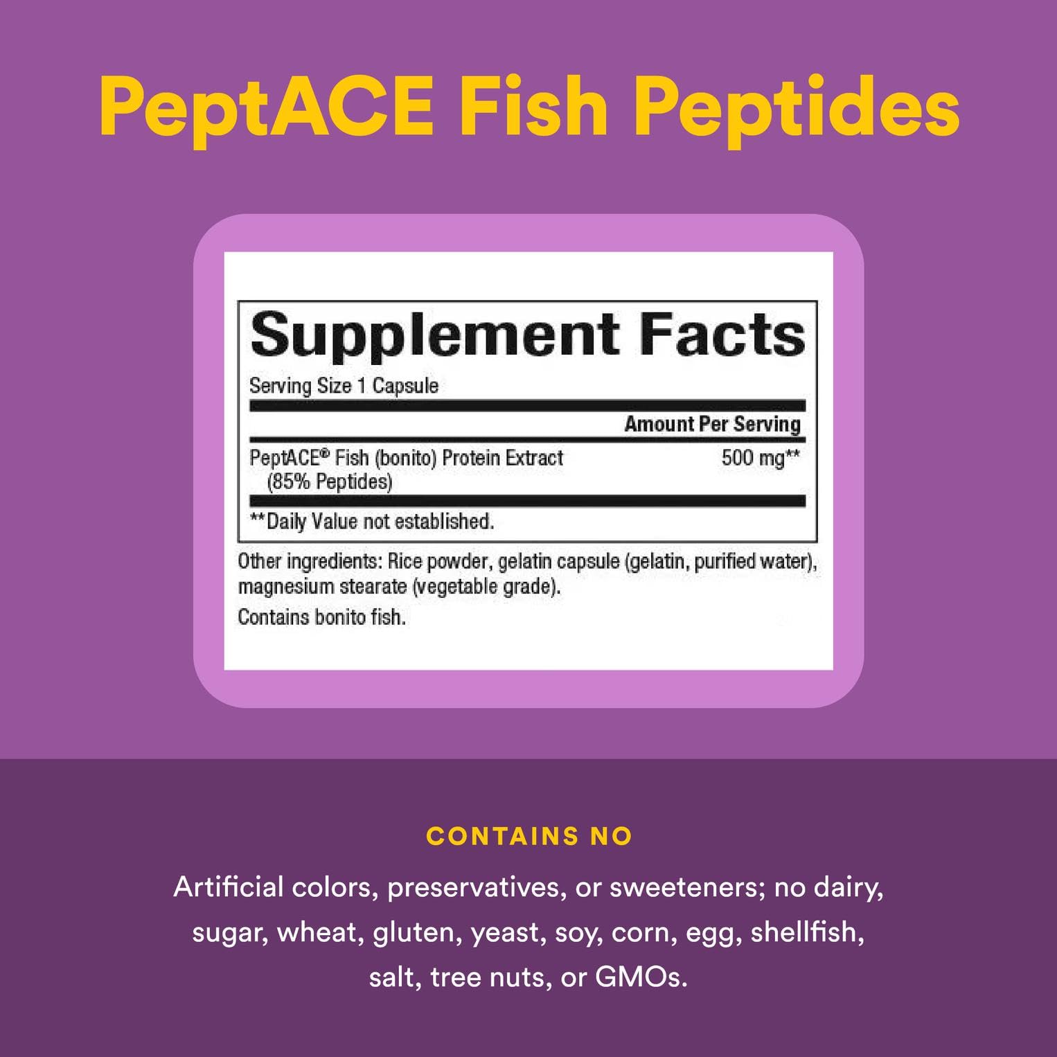 Natural Factors PEPTACE label design highlighting purity and testing