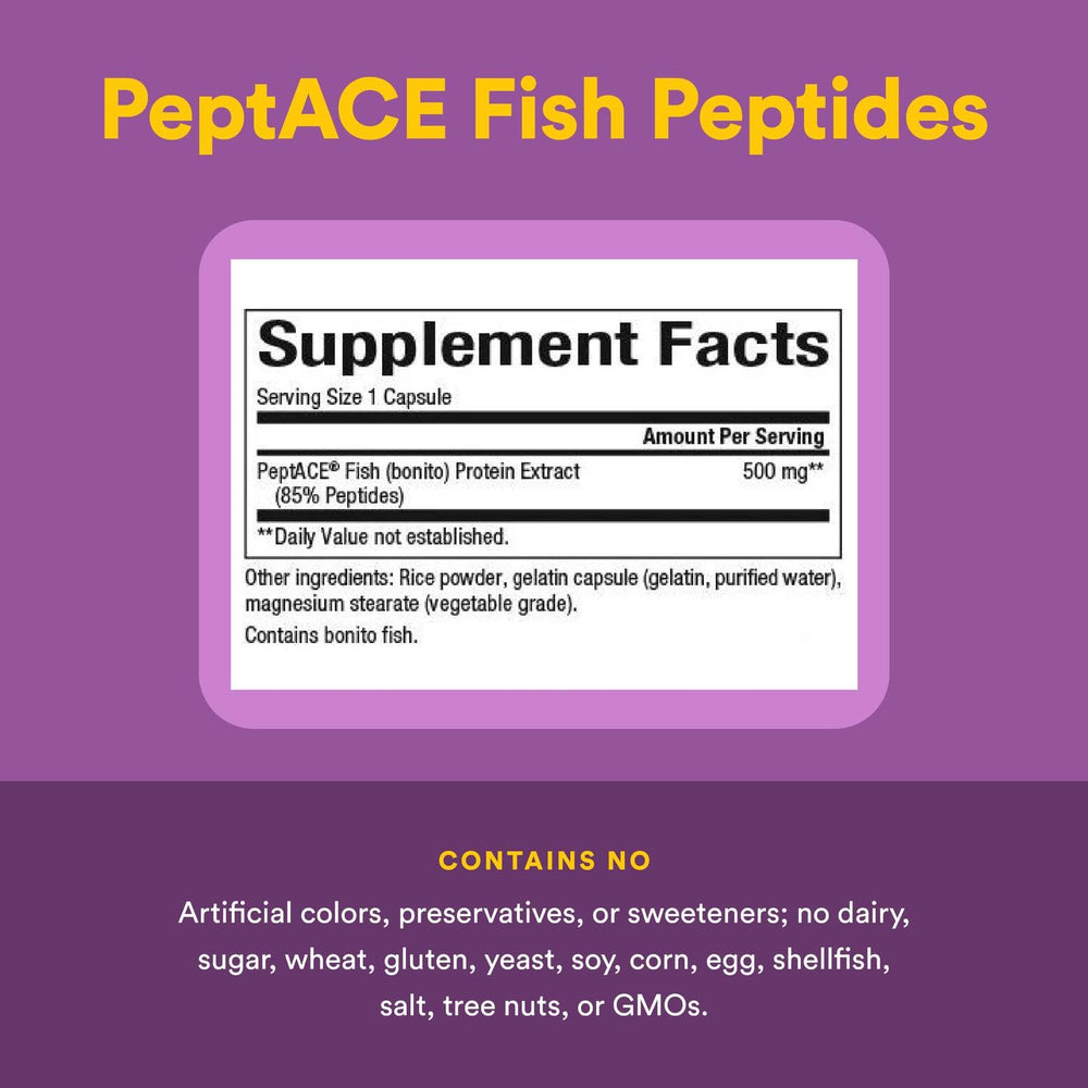 Natural Factors PEPTACE label design highlighting purity and testing