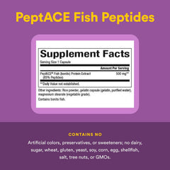 Natural Factors PEPTACE label design highlighting purity and testing