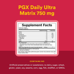 Natural Factors PGX Daily Ultra Matrix ingredients panel close-up showing bone-supporting nutrients.