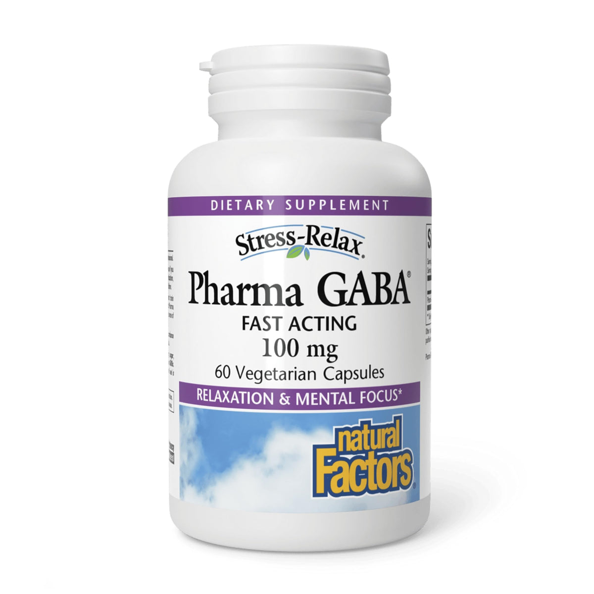 Natural Factors PharmaGABA bottle for nightly calm and sleep support.