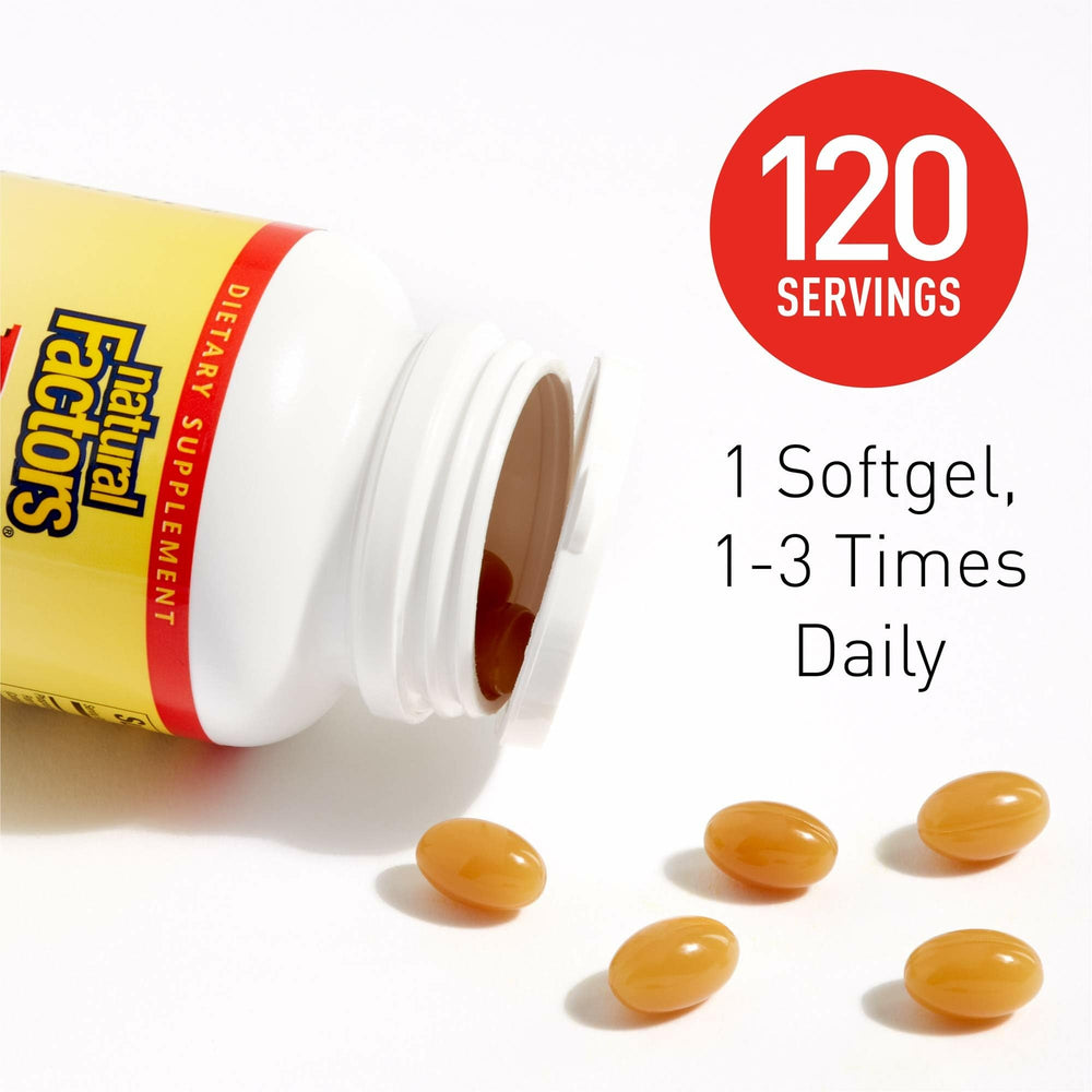 Natural Factors phosphatidylserine softgels in hand suggest portable daily use