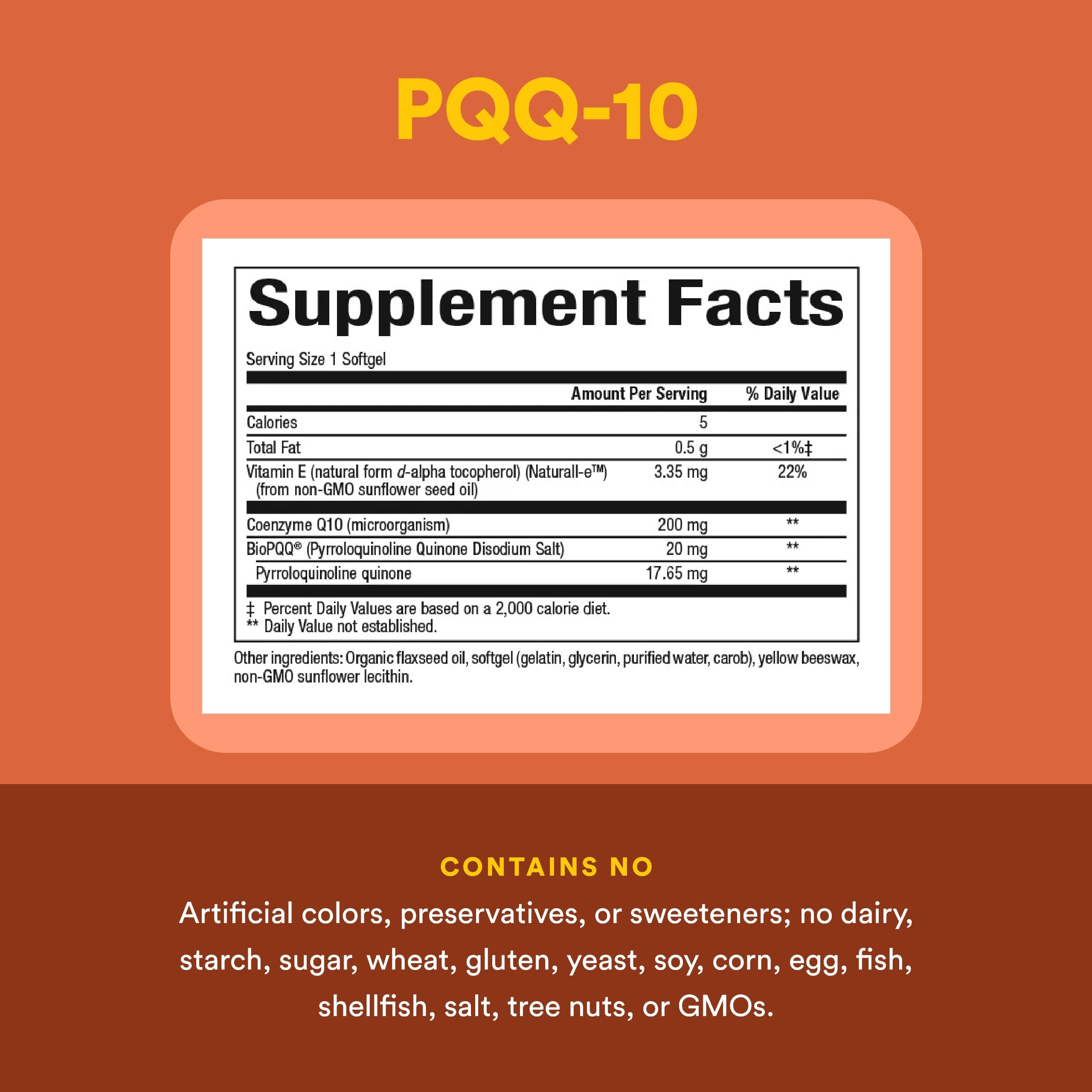 Natural Factors PQQ-10 packaging image emphasizing clean ingredients and purity