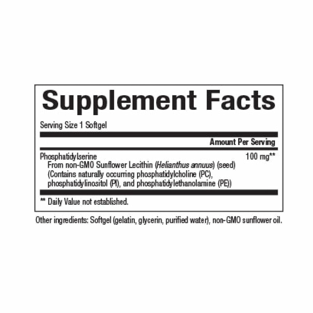 Natural Factors PS softgels close-up highlighting easy daily intake