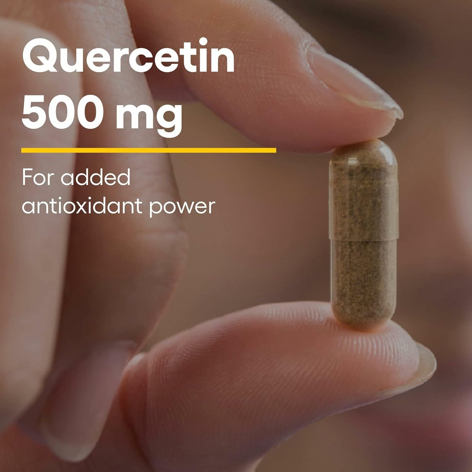 Natural Factors Quercetin bottle close-up highlights vegan capsules and purity