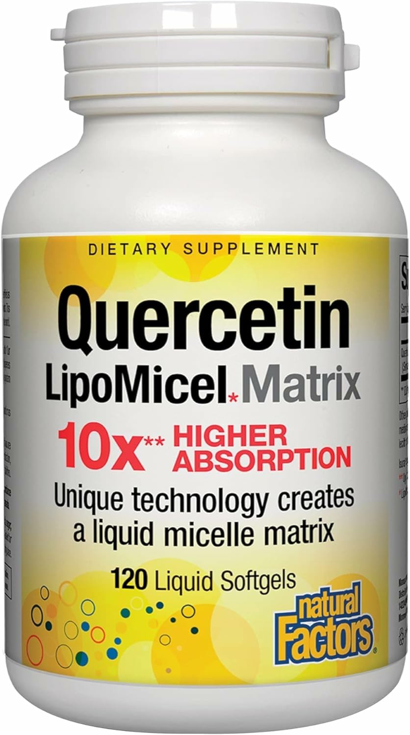 Natural Factors Quercetin Lipomicel Matrix bottle front highlighting immune and capillary support