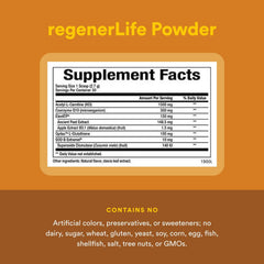 RegenerLife powder dissolving in water creating a refreshing energy drink.