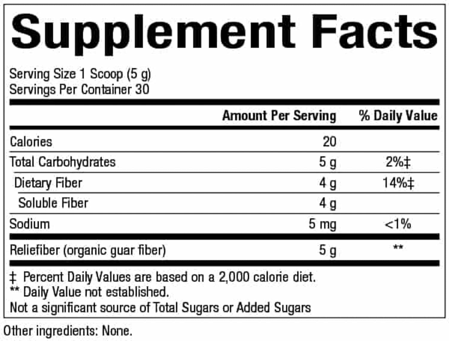 Reliefiber scoop beside powder for precise daily serving.