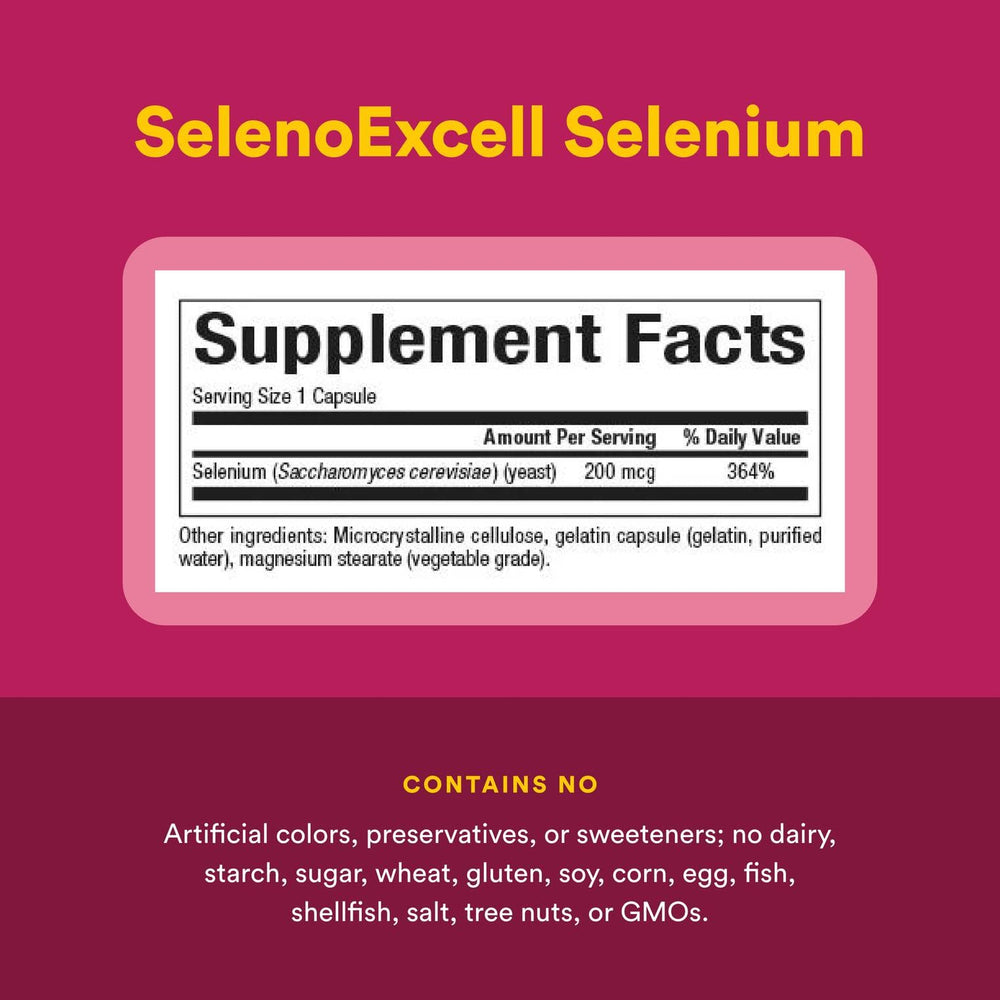 Natural Factors SelenoExcell label detail highlighting purity checks