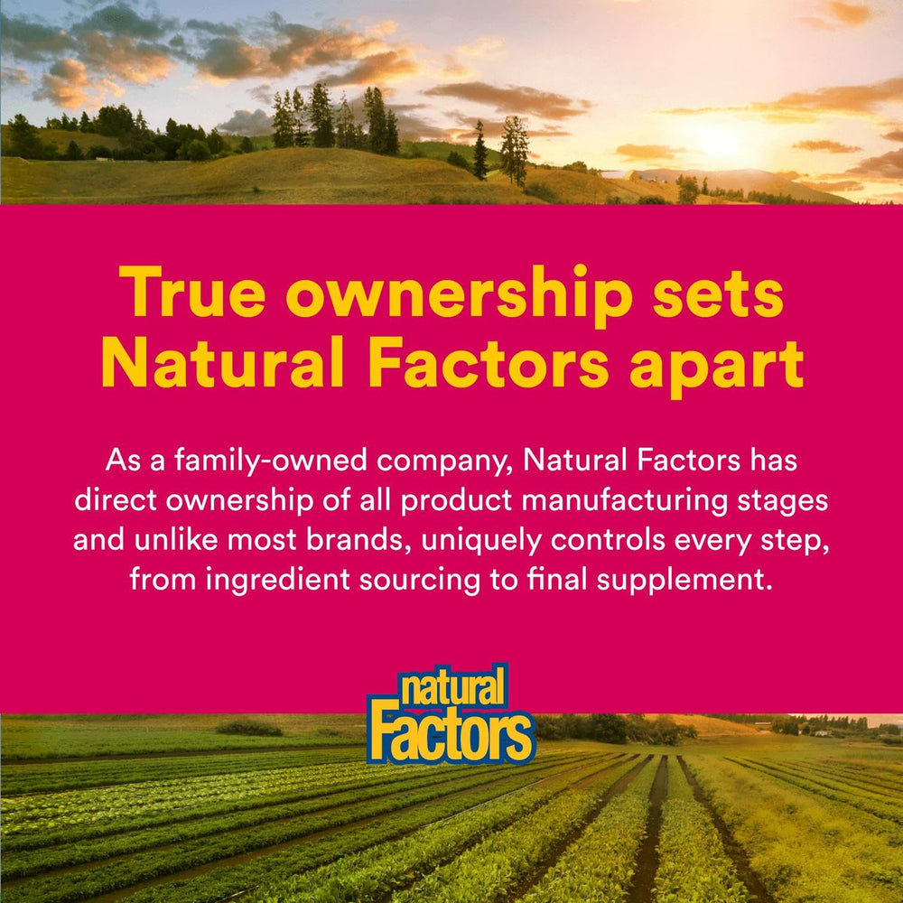 Natural Factors stevia-sweetened iron tablet for tastier daily use.