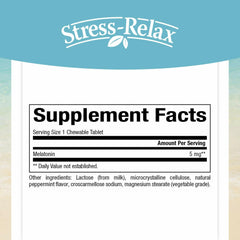 Close-up of Stress-Relax Melatonin tablets showing texture.