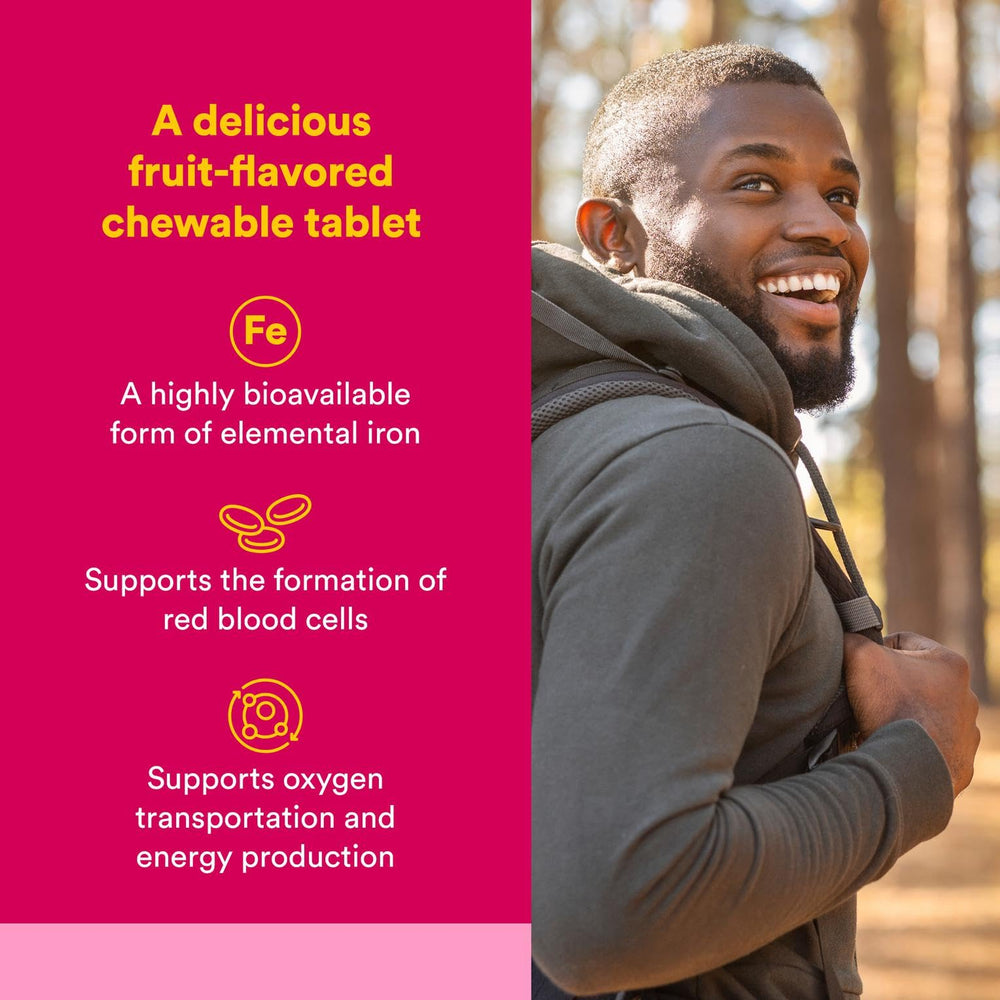 Natural Factors SunActive iron bottle highlighting gentle absorption for sensitive stomachs.