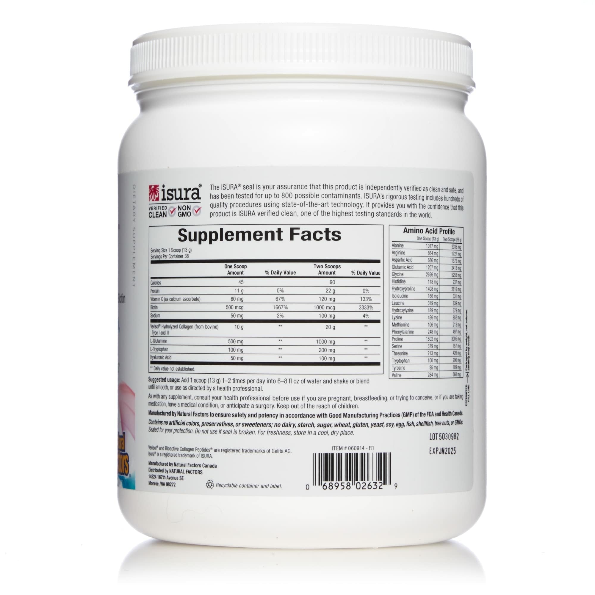 Total Body Collagen powder dissolving easily in water for blending