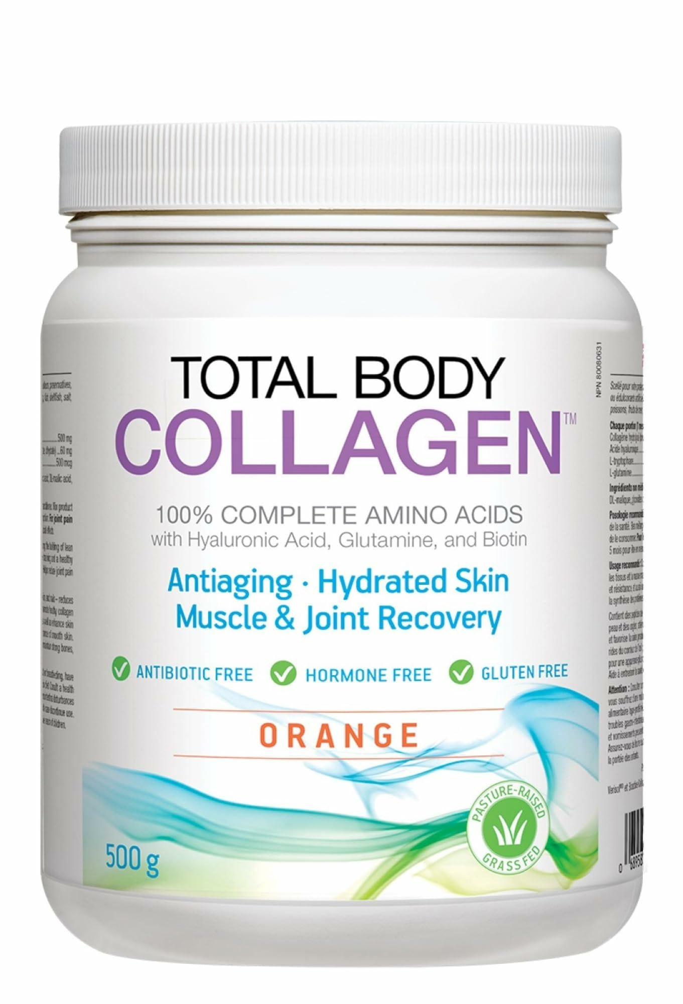 Natural Factors Total Body Collagen orange tub front for daily skin and joint support