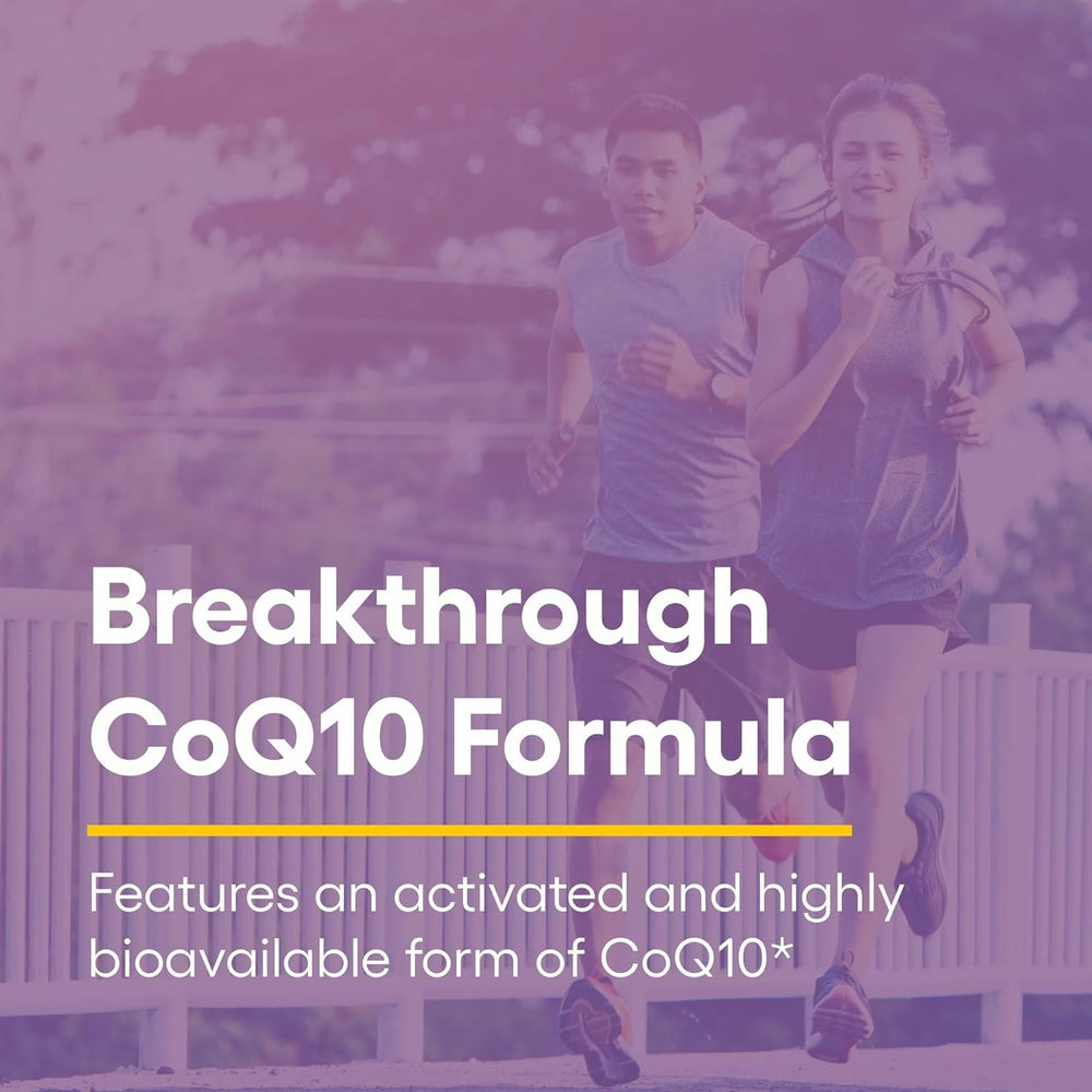 Closeup of Natural Factors Ubiquinol capsules emphasizing high absorbability