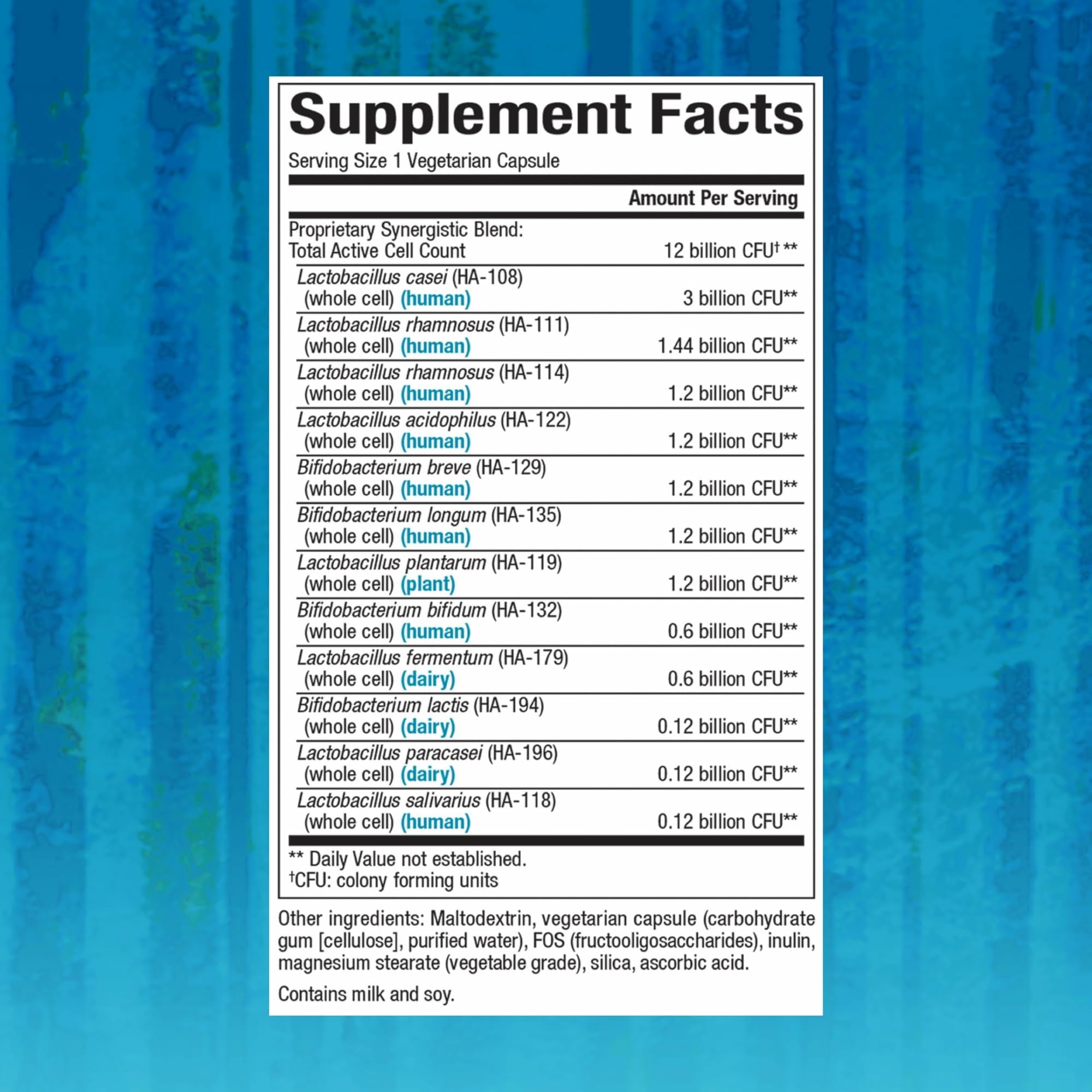 Natural Factors probiotic capsules close-up highlighting convenient 120-capsule supply