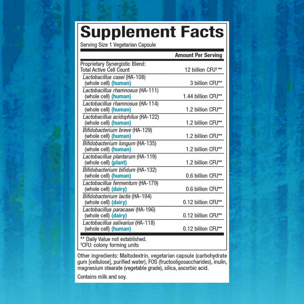 Natural Factors probiotic capsules close-up highlighting convenient 120-capsule supply