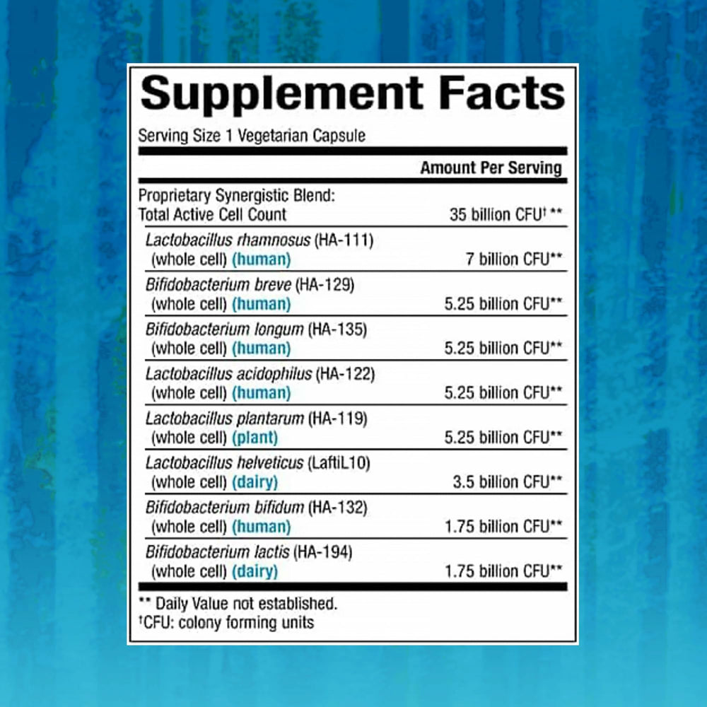 Natural Factors Ultimate Probiotic Senior's capsules closeup showing high potency for seniors